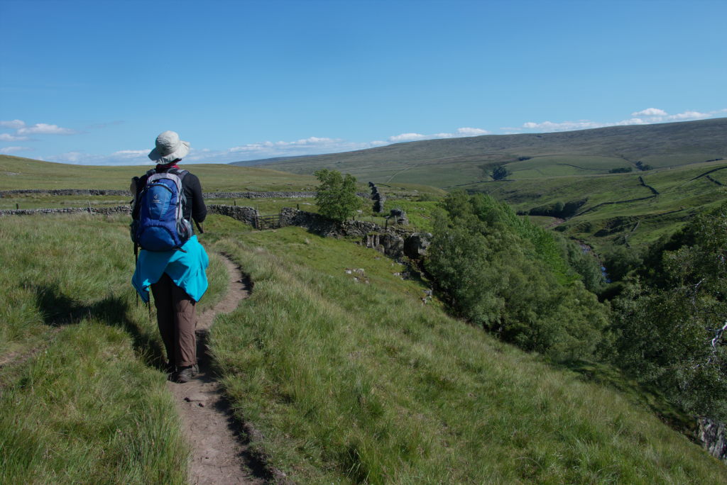 Manu blickt über das malerische Swaledale das sich vor uns davonschlängelt