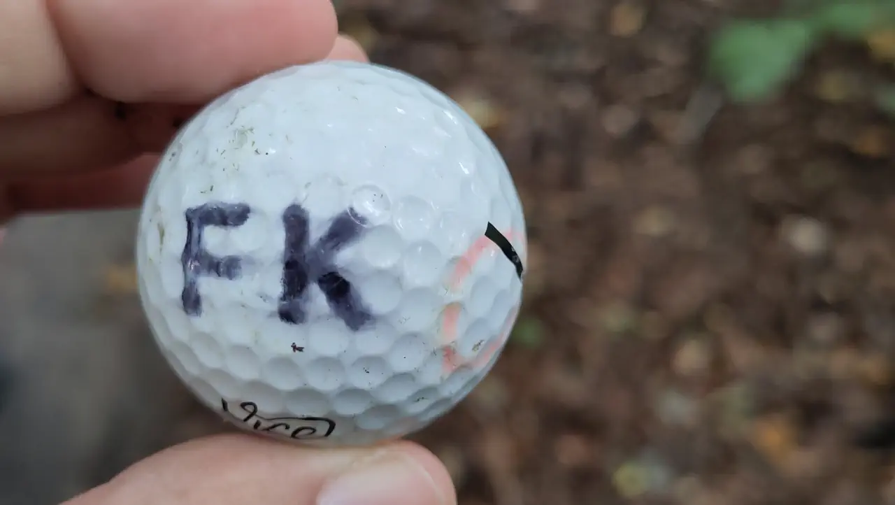 A golf ball we found on the path