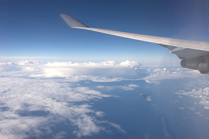 Wolkenformation auf dem Hinflug